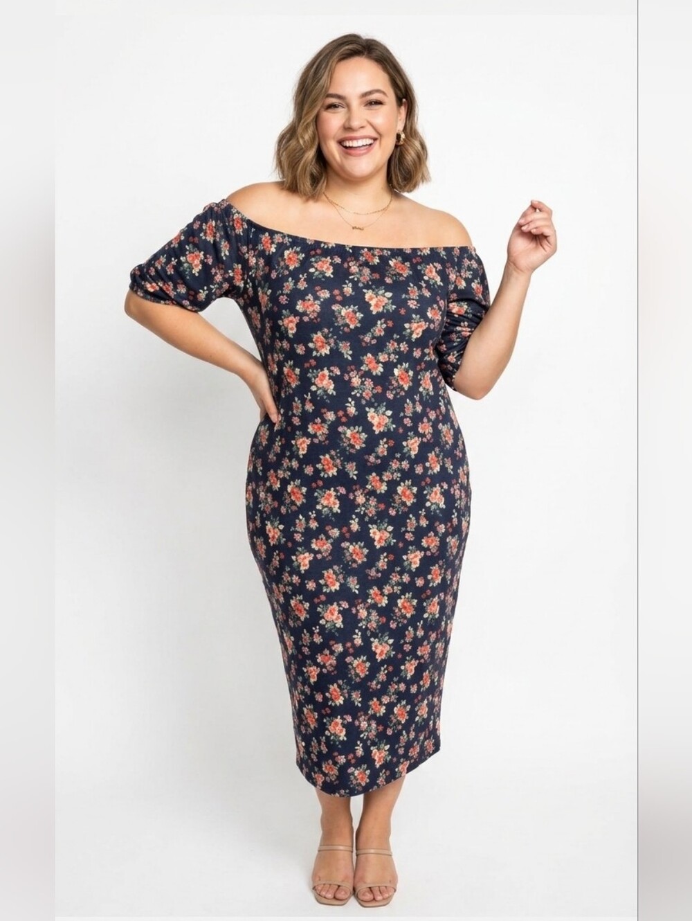 Boohoo Plus Size Off Shoulder Floral Dress